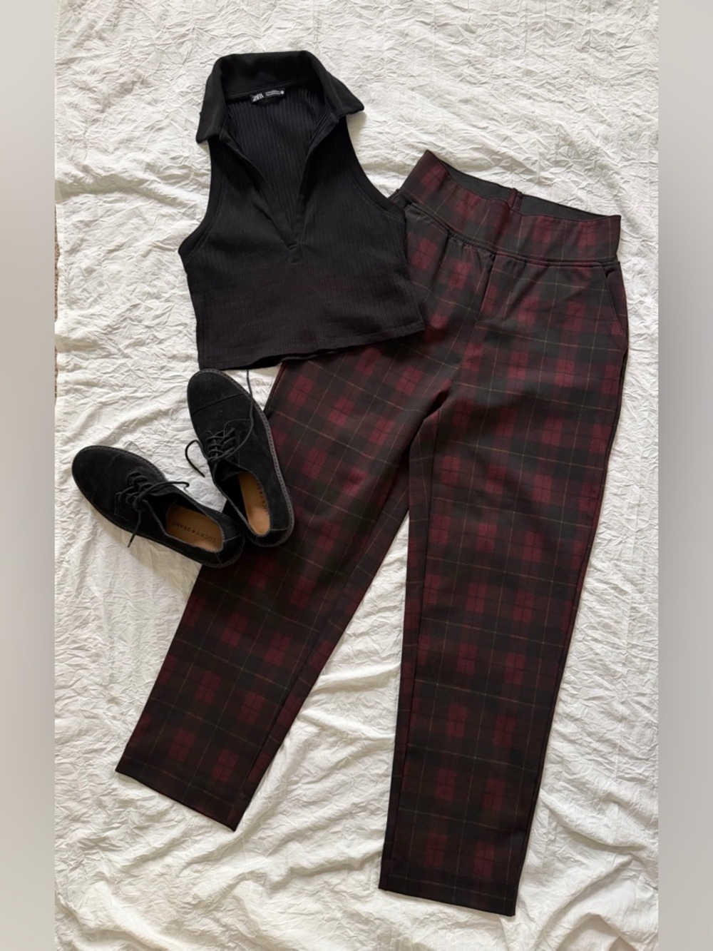 NWT Zenana - Women’s Plaid Maroon and Navy Office Dress Pants